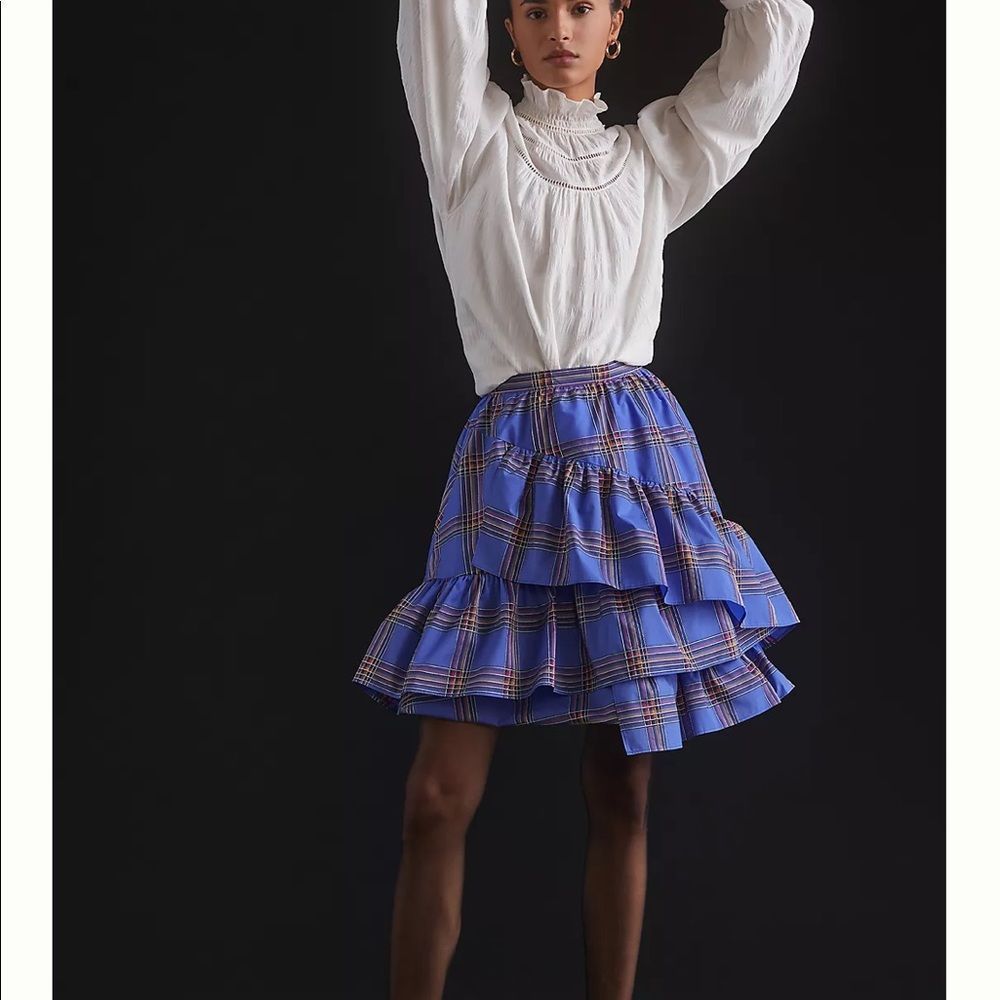 New Anthropologie Maeve Tiered Ruffled Skirt Mini Skirt Size 00 #339